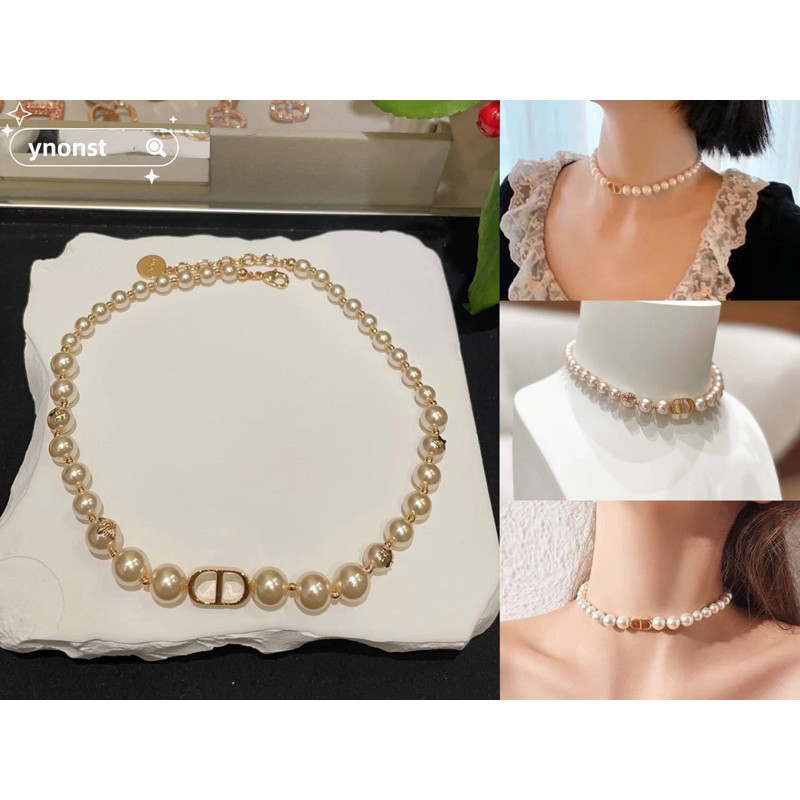 ♞,♘,♙  ของแท้ 100% ของแท้ใหม่ DIOR CHOKER แฟชั่นสร้อยคอมุก