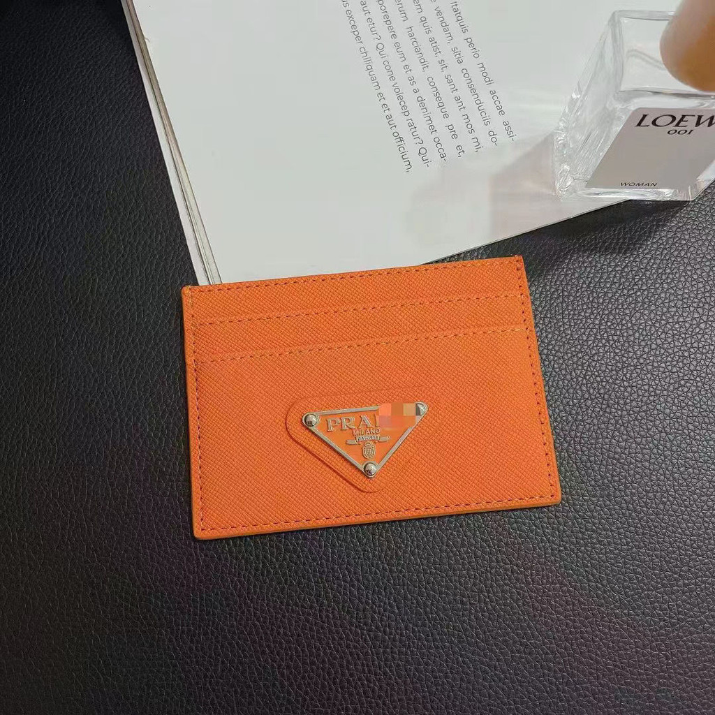 Prada New Cross Pattern Leather Light Luxury 5 Card Holder Bag Coin Unisex Bag Premium Short Simple Card ID Bag