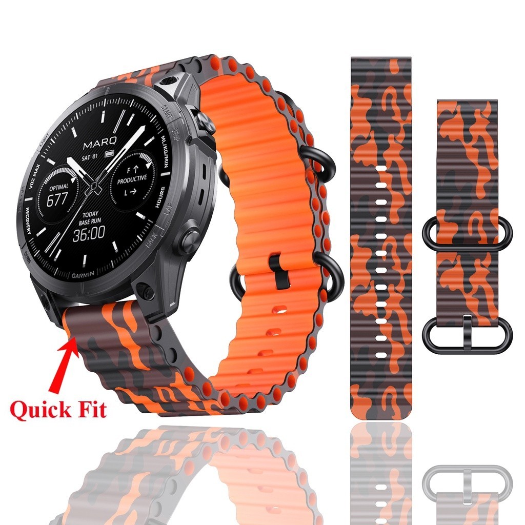 Garmin Fenix 3 HR Quatix 7 Pro 7X 5 สาย 22 มม . 26 มม . Ocean Silicone Camouflage Quick Release