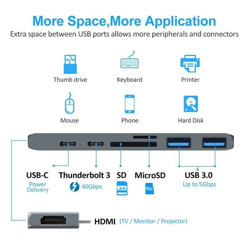 ❤ 3.1 Type-C To HDMI Adapter 4K Thunderbolt 3 USB C Hub 3.0 TF SD Reader Slot PD For Book Air Pro