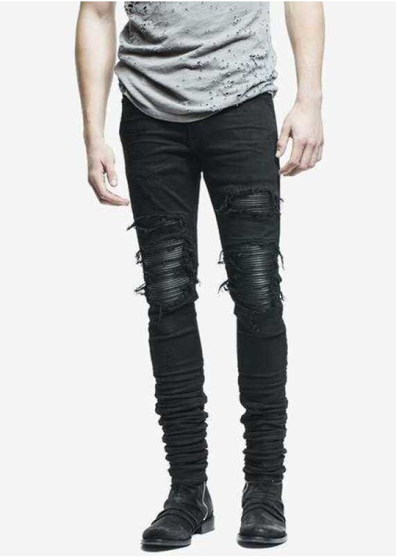 Mens 【READY STOCK】New pants clothing zipper skinny biker slim fit justin bieber jean Vintage ripp