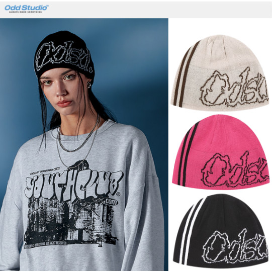 ♞Korea [ODDSTUDIO] Jacquard Uncuffed Beanie 3-COLOR (UNISEX) ของแท้ 100% JJH