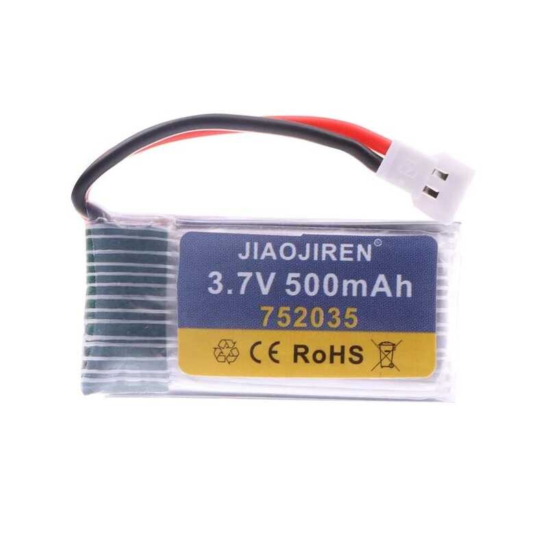❥ แบตเตอรี่ Lipo 752035 3.7V 500Mah พร้อมที่ชาร์จสำหรับ H107 H31 Ky101 E33c E33โดรนอาร์ซีเฮลิคอ
