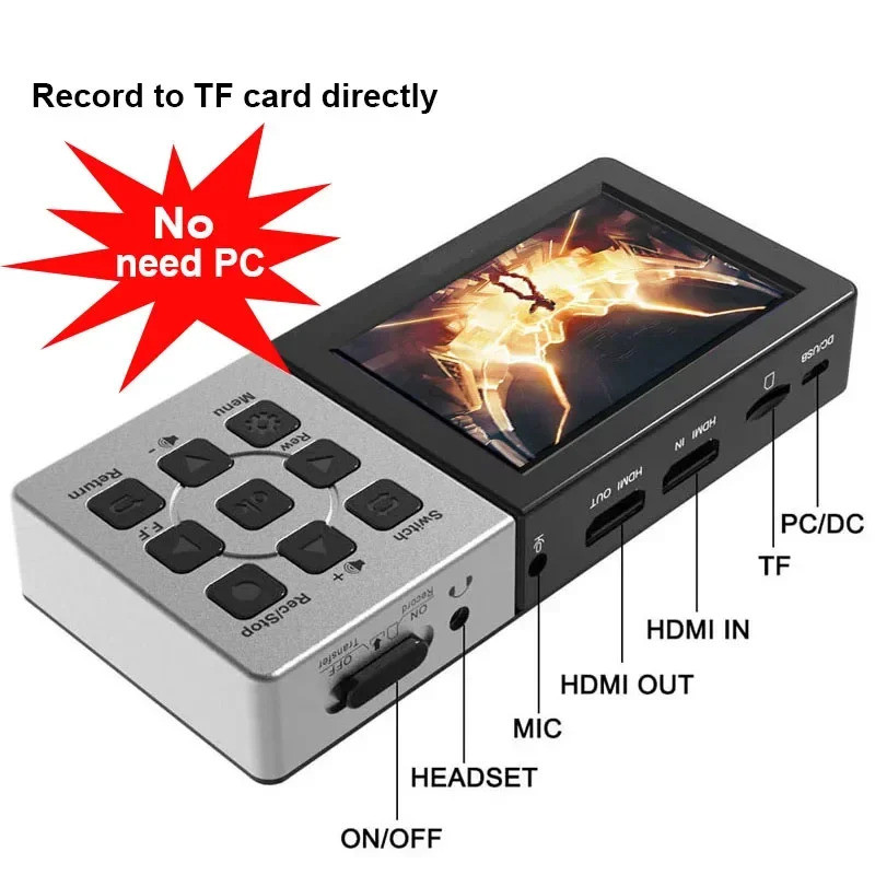 Ezcap273 1080P 60fps เกมบันทึก HDMI Video Capture Card พร้อมหน้าจอแสดงผลลําโพง HDMI Loop To TV Monit