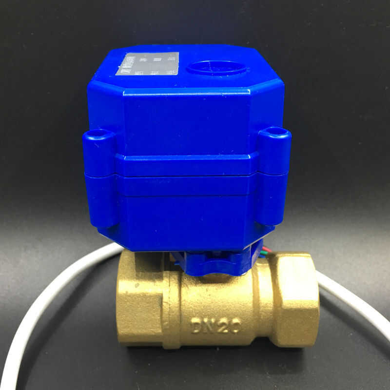Dc12v Brass 3/4" Motorized Ball Vae 2/3/5 Wires Dn20 Electric Shut Off Vlave Open/Close Time 3 Sec CE For Water Heating