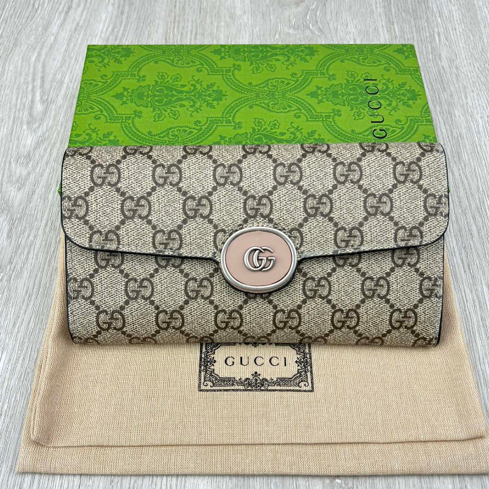 【 พร้อมกล่องของขวัญ สีเขียว 】 Gucci กระเป๋าสตางค์ ใบยาว หนังแท้ ของแท้ สําหรับผู้หญิง