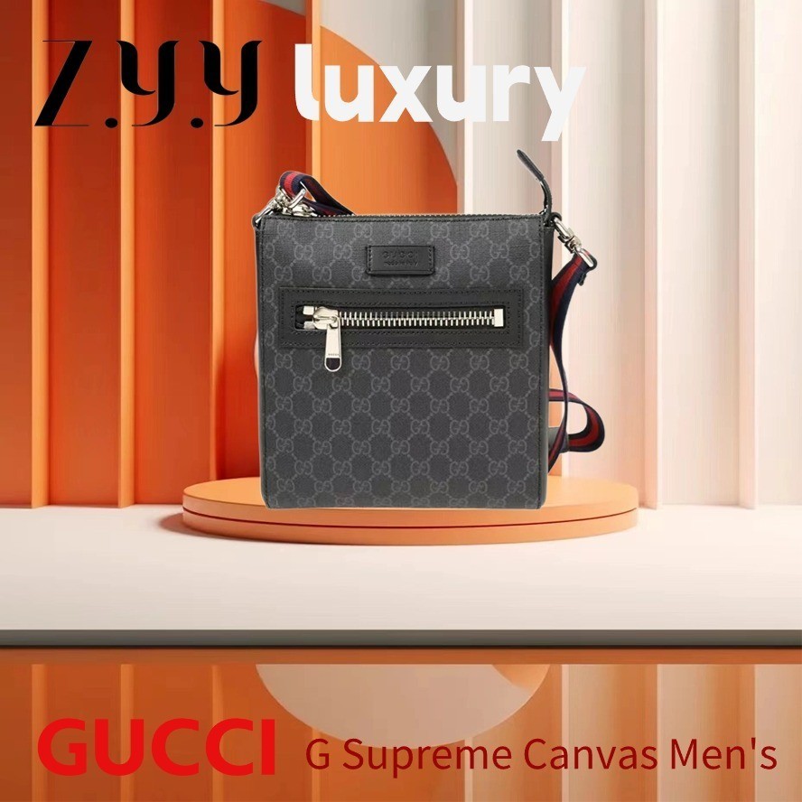 ♞Hot ราคาพิเศษ Ready Stock 100% ของแท้ Gucci G Supreme Canvas Men's Messenger Bag Briefcase