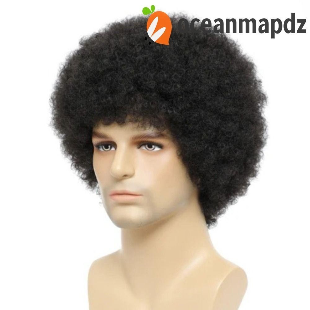 Oceanmapdz Afro วิกผมสังเคราะห์ 70s ทนอุณหภูมิสูง สีดํา สําหรับผู้ชาย