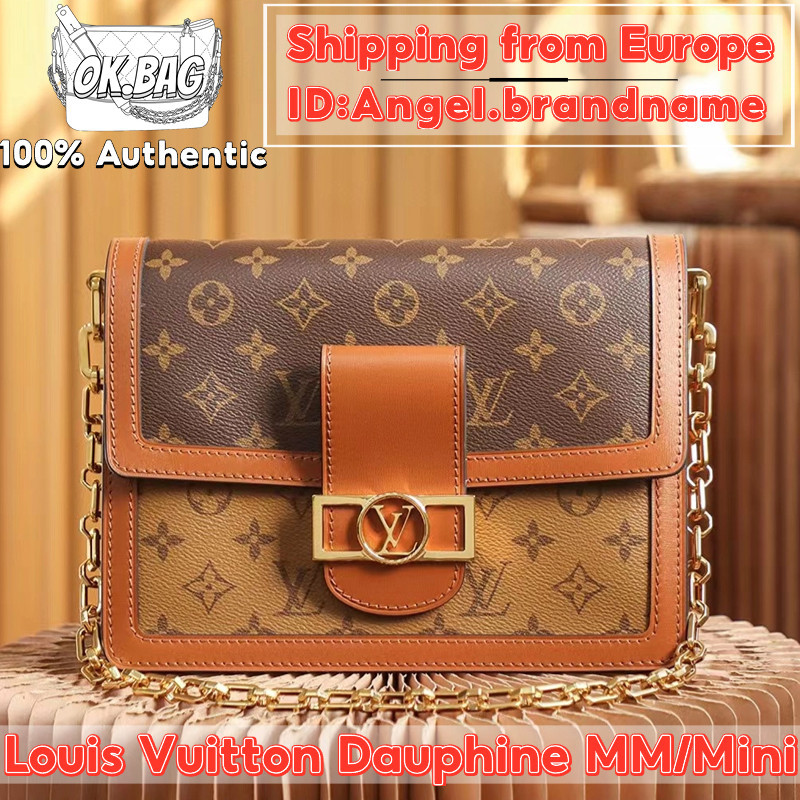 ♞,♘หลุยส์ วิตตอง Louis Vuitton Dauphine MM/Mini Bag สุภาพสตรี กระเป๋าสะพายข้าง