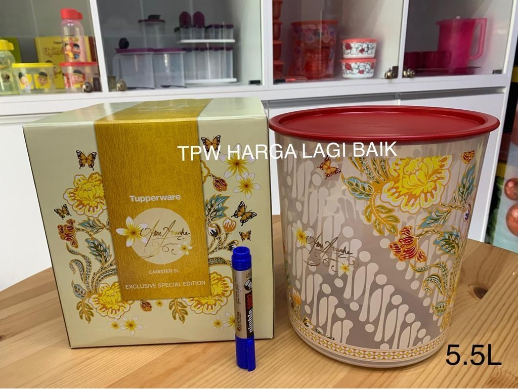 Tupperware One Touch OT พิมพ ์ ดอกไม ้ , Anne , Magnolia Canister 5.5L ( 1 ชิ ้ น )