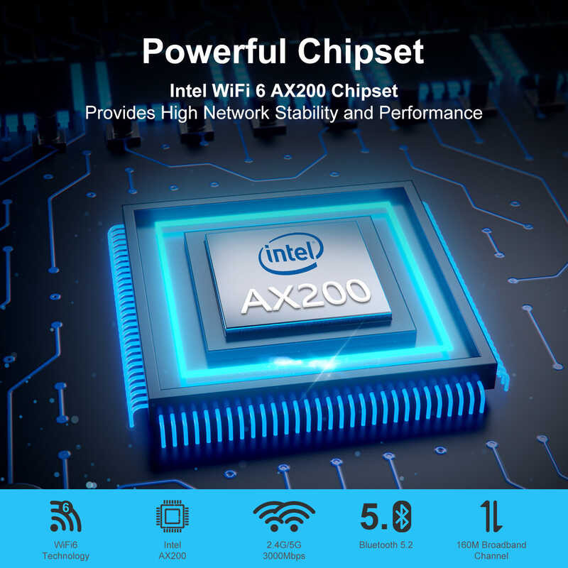6 Wavlink AX3000Mbps 2.4GHz 574Mbps/5GHz 2400Mbps with Bluetooth 5.2 Intel AX200NGW 802.11AX Dual B