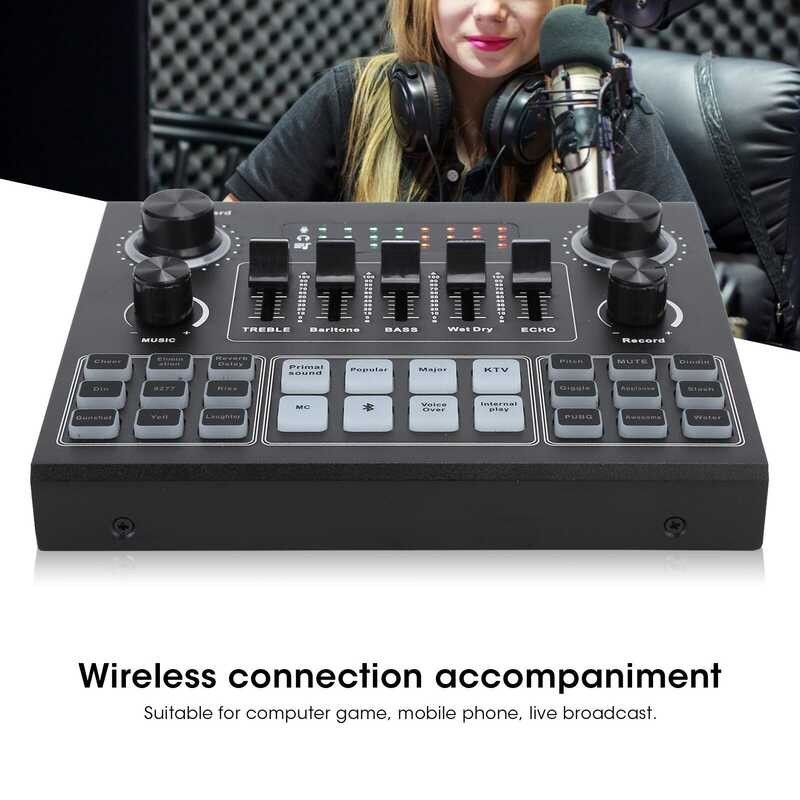 Bluetooth Sound V9 Card Stereo Audio Mixer for Computer Game Mobile Phone Live Broadcast