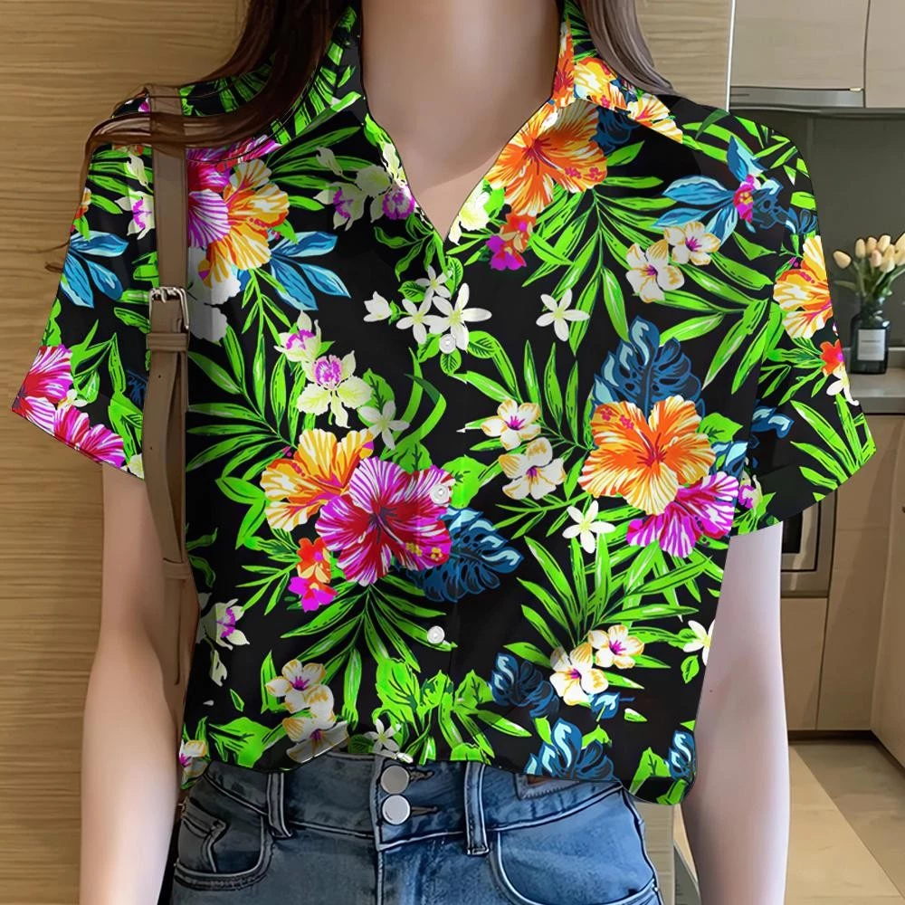 ผู้หญิง 2568 ฮาวาย, ดอกไม้, ซังหลาน, กระดุมลําลอง, เสื้อผ้าแฟชั่นชั้นนํา, เสื้อเชิ้ตฤดูร้อน, เสื้อเชิ้ตสไตล์แห้งเร็วขนาดใหญ่ thumbnail 7