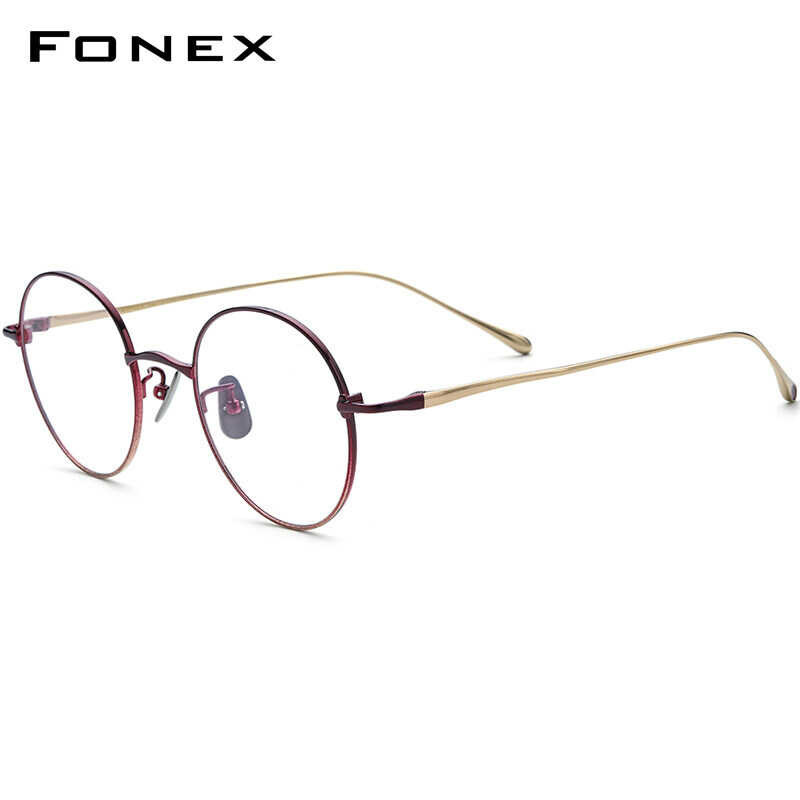 ❤ FONEX กรอบแว่นตาไททาเนียมแว่นตาวินเทจแว่นสายตาสั้น