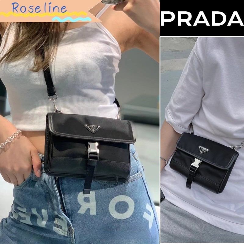 ♞,♘ปราด้า PRADA Re-Nylon and Saffiano leather smartphone case Shoulder bag