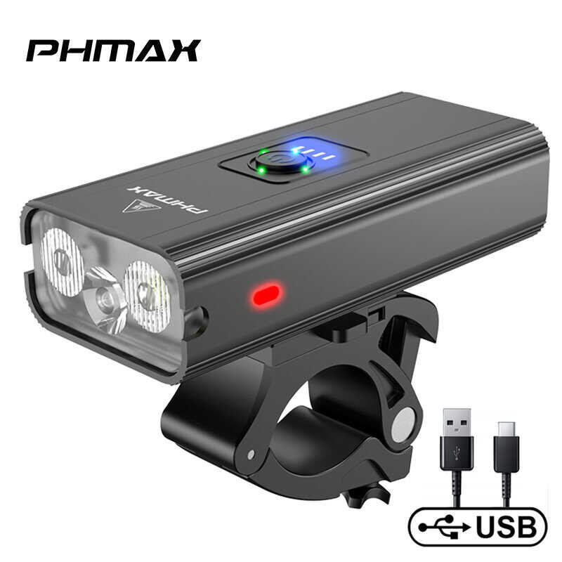 PHMAX LED Powerful Bike Light Waterproof USB Rechargeable LED Bike Headlight Super Bright Headlight