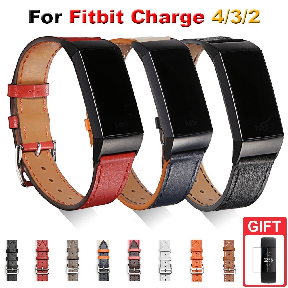 สายนาฬิกาข้อมือสายหนังสําหรับ Fitbit Charge 4 / Charge 3 / Charge 2