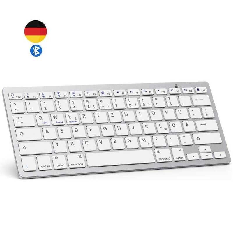 Layout German QWERTZ Bluetooth Keyboard Light Portable Slim Deutsche Wireless Tastatur For Windows