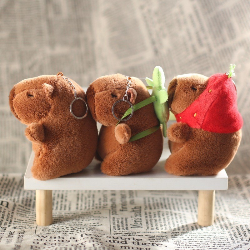 Korea Lucky Cute Capybara Lucky Turtle / Strawberry  Keychain / Bag Accessories _ 2Types _ Gift Ide