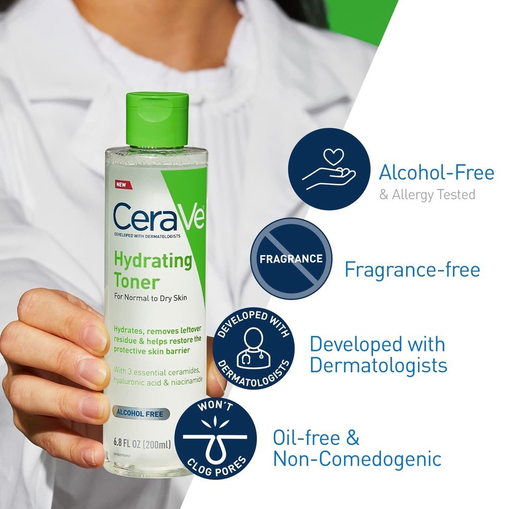 ♞,♘,♙[ของแท้ จากเมกา] CERAVE HYDRATING TONER FOR NORMAL TO DRY SKIN 200 ml. (6.8 fl.oz)