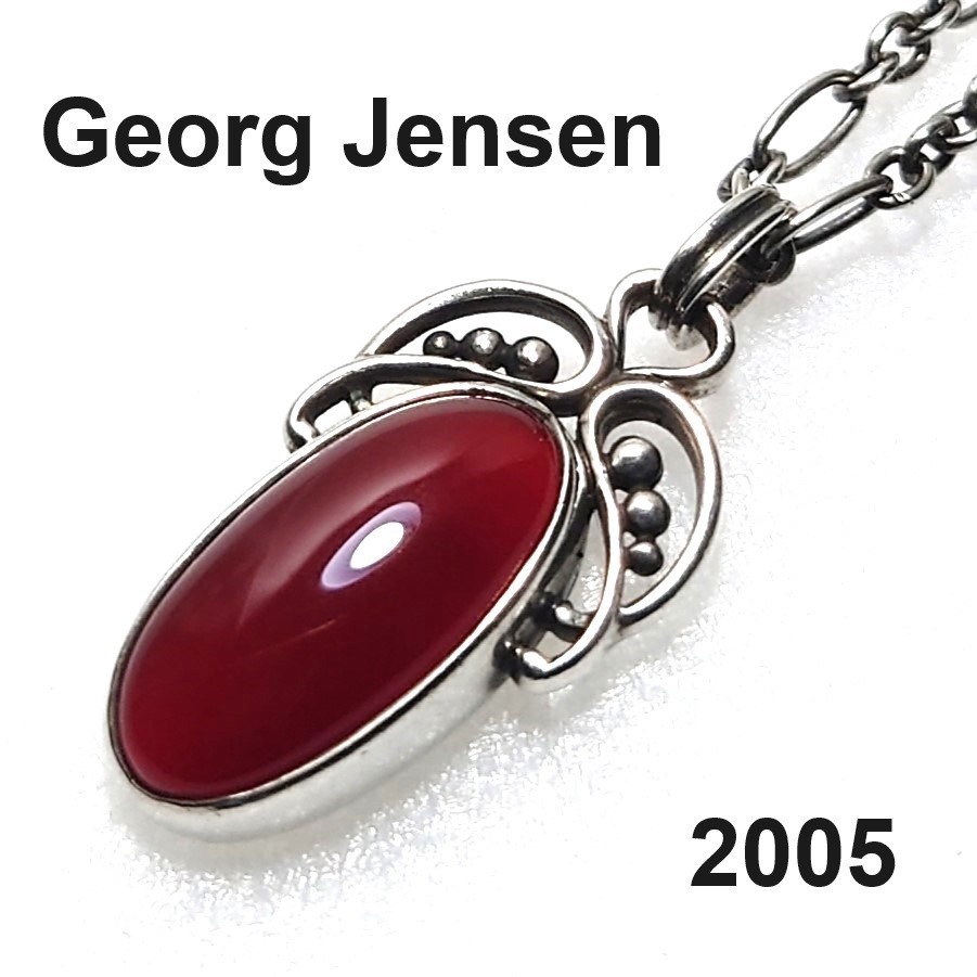 GEORG JENSEN Year Necklace 2005 HERITAGE COLLECTION สร้อยคอเงิน 45.2cm SV925/Carnelian มือสอง