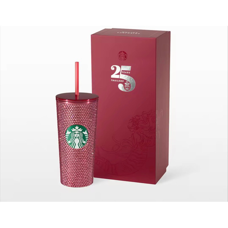 ♞,♘,♙Starbucks Thailand Stainless Steel 25 Royal Pink Bling Cold Cup