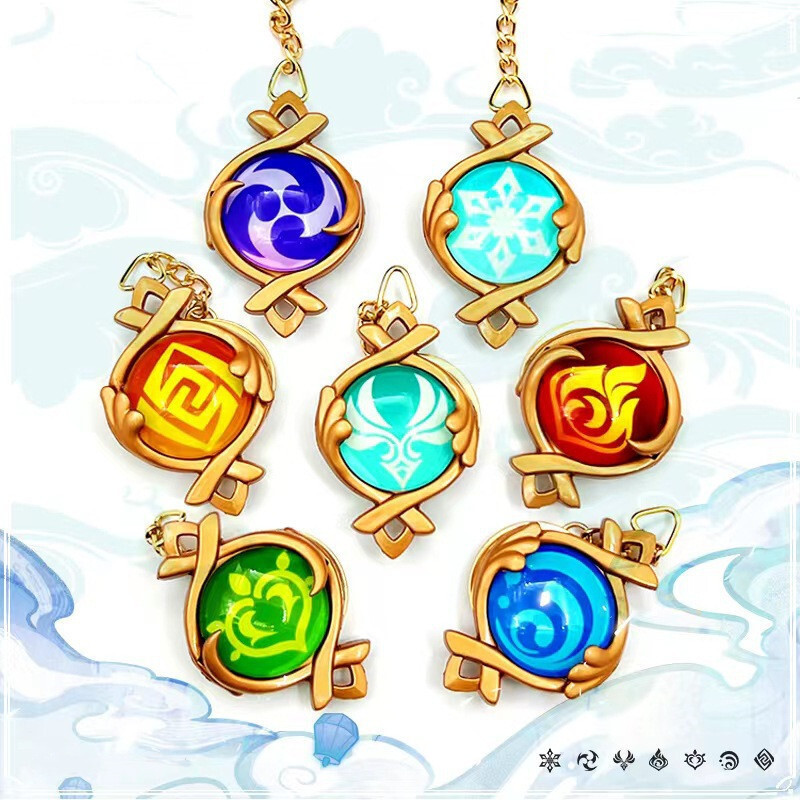 Genshin Impact 7 องค์ประกอบ Vision พวงกุญแจ Alhaitham Cyno Wanderer Lyney Wriothesley Chiori Clorinde Navia Fontaine Sumeru Luminous Eye Of God