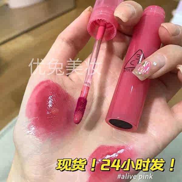 3ce Syrup Lip Gloss SOBER FIG Mirror Juice Lip Glaze Water Gloss Lip Gloss ลิปสติกหญิง ALIVE PINK