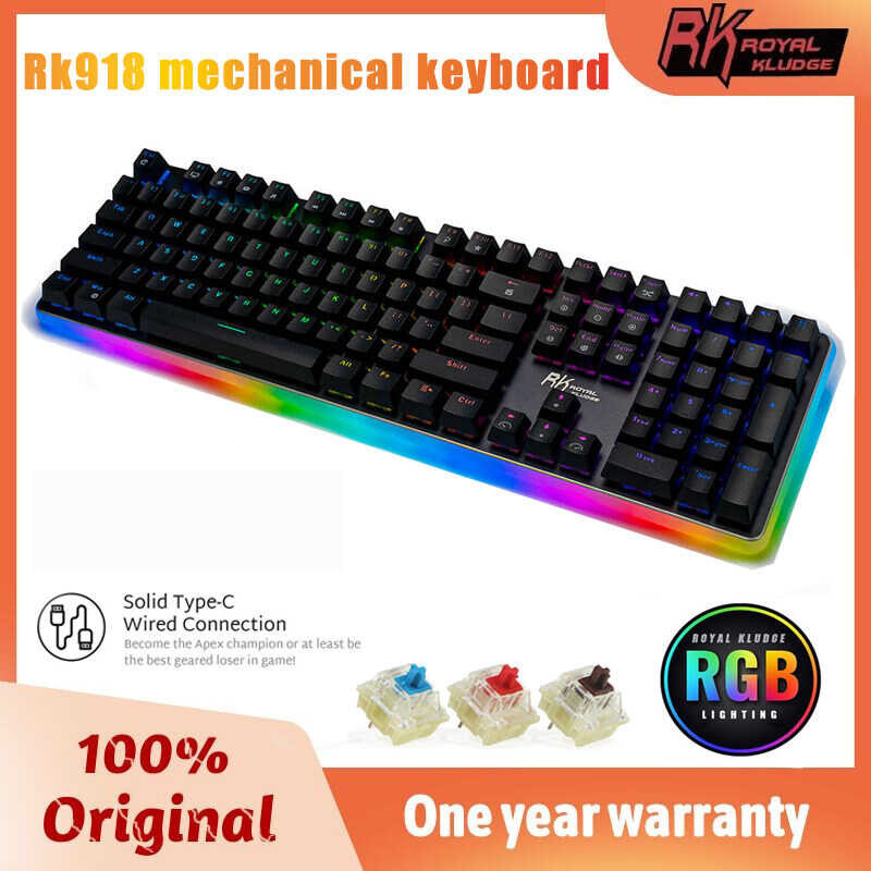 Official Royal Kludge Original RK918 Wired Mechanical Keyboard, RGB Backlit Gaming Keyboard with La