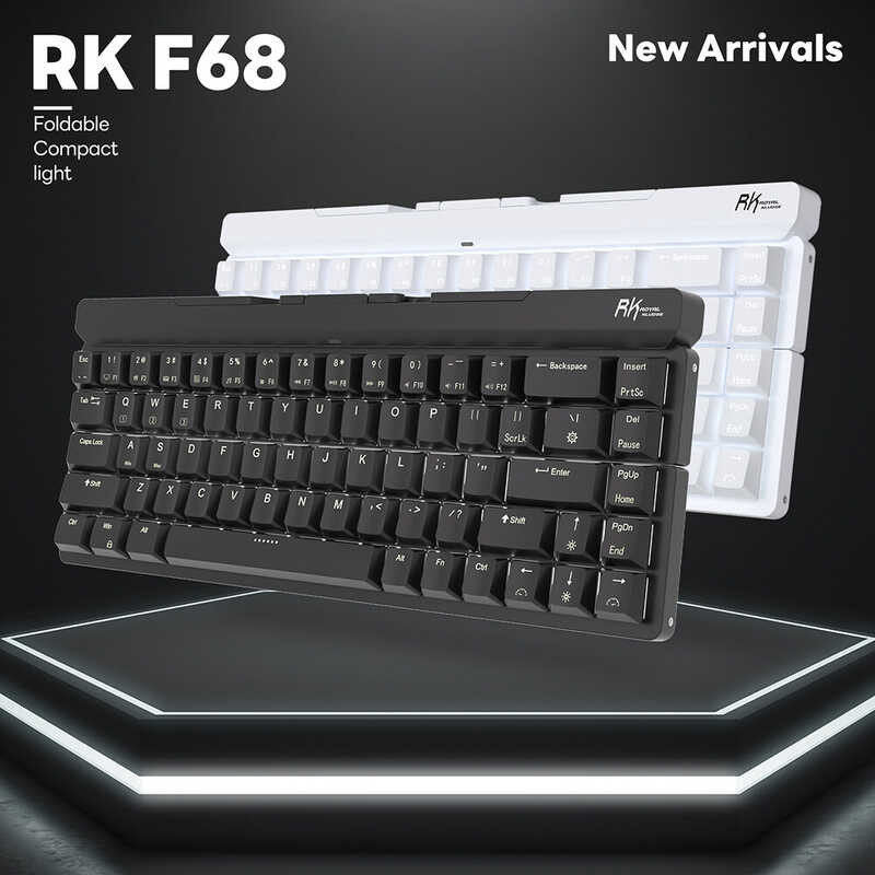 Kludge Royal RK Foldable Mechanical Dual Mode Wireless Bluetooth, 68 Keys Keyboard Black