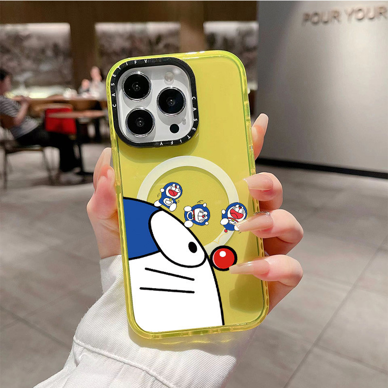 การ์ตูนโดราเอมอนไร้สายชาร์จแม่เหล็กสําหรับ IPhone 11 14 15 16 Pro Max 12 13 Pro Max ฝาครอบ 14 PLUS 16 PLUS ซิลิโคนนุ่มกันชนใสกันกระแทก - รูปที่ 3