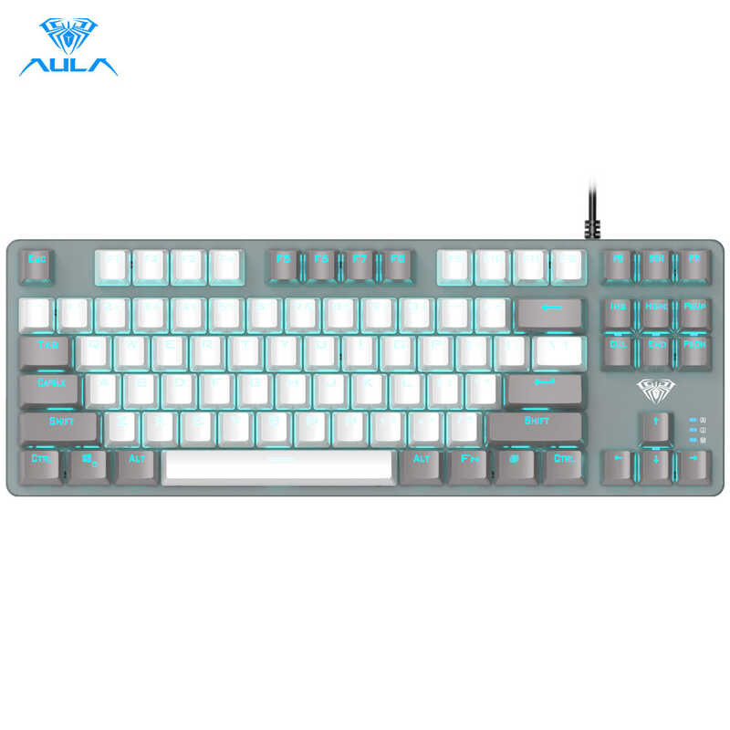 + AULA F3287คีย์บอร์ดบลูทูธ แบบมีสายแบบสองโหมด87-คีย์คีย์