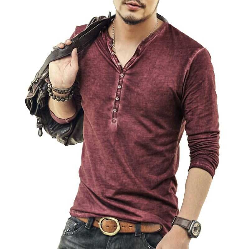 ❤️ 2023ใหม่ขายดีผู้ชายเสื้อยืดแขนยาวผู้ชายสี Cardigan T