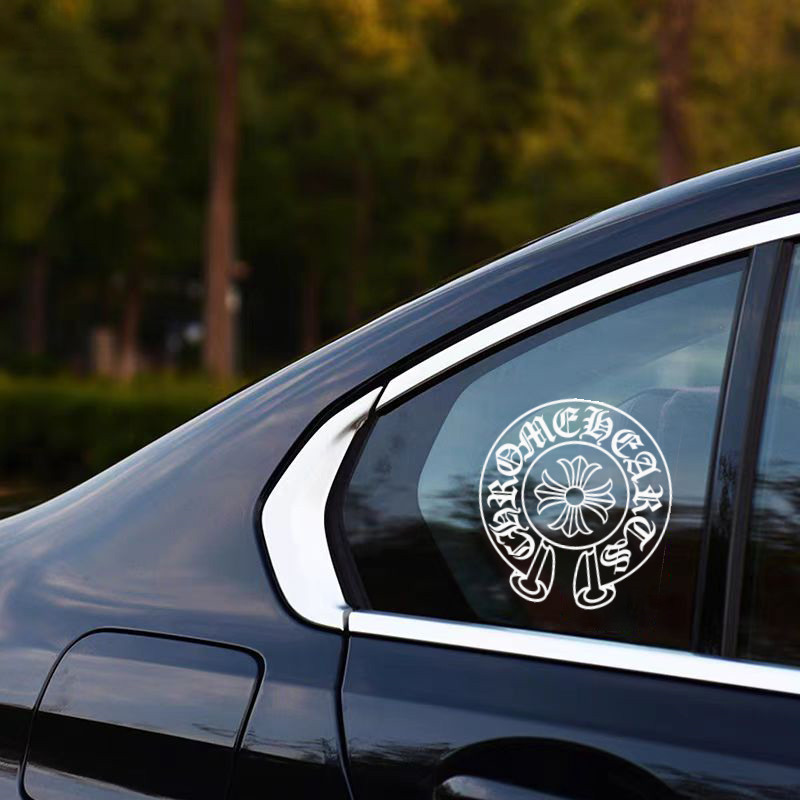 สติ๊กเกอร์ติดรถ_Chrome Cross Car Window Motorcycle Decorative Waterproof Stickers*Hearts