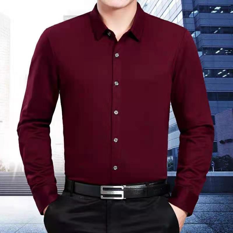 7309 เสื้อเชิ้ตแขนยาวคุณภาพสูงสําหรับผู้ชายสําหรับธุรกิจสวมใส่อย่างเป็นทางการแนวโน้มมืออาชีพสีดําลํา