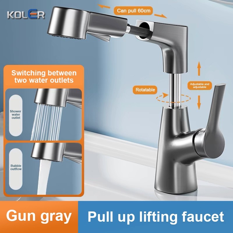 ในสต็อก KOLER Modern Pull up and down ก๊อกน้ําอ่างล้างหน้าแบบปรับได้ ก๊อกน้ําอ่างล้างหน้า ก๊อกน้ําถู
