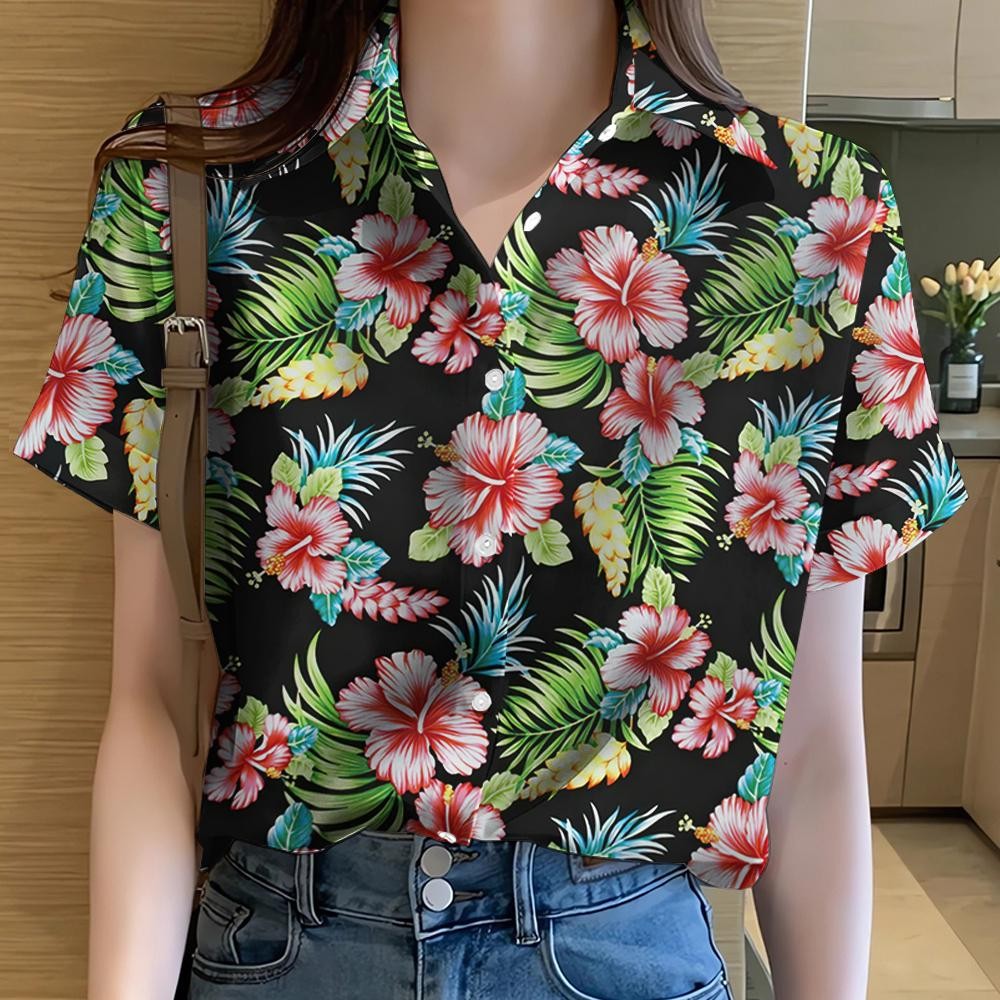 ผู้หญิง 2568 ฮาวาย, ดอกไม้, ซังหลาน, กระดุมลําลอง, เสื้อผ้าแฟชั่นชั้นนํา, เสื้อเชิ้ตฤดูร้อน, เสื้อเชิ้ตสไตล์แห้งเร็วขนาดใหญ่ thumbnail 8