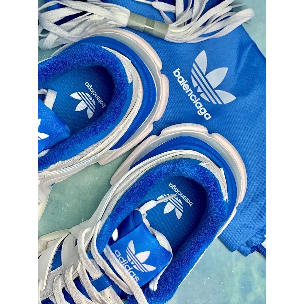 Adidas x BALENCIAGA Track Forum รองเท้าผ้าใบลําลอง สีฟ้า สีขาว ฟรี shi 3.0