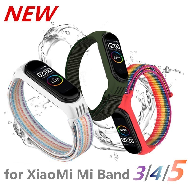 สายรัดไนลอนสําหรับ Xiaomi mi band 7 6 5 Breathable กีฬาสายรัดข ้ อมือ Velcro สําหรับ mi band 4 band 3 สายรัดถอดเปลี ่ ยนได ้ สําหรับ Xiaomi