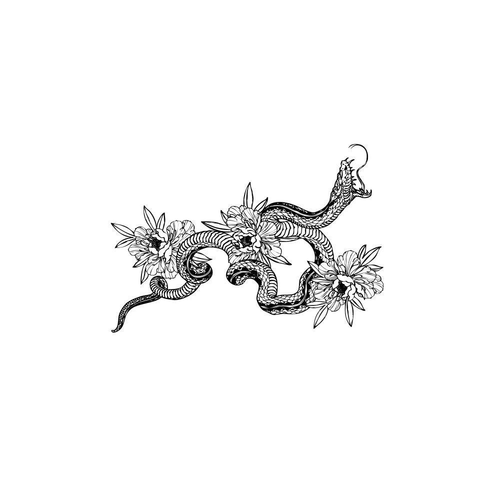 Ukiyoe ญี่ปุ่นงู Dark Cool น้ำสมุนไพรกันน้ำ Tattoo Decal Arm ติดทนนาน