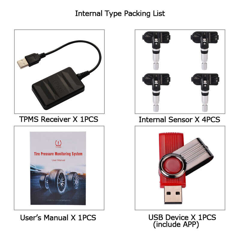 ❤ EKLEVA ระบบตรวจสอบความดันยางรถยนต์ USB Android Tpms,ตัวเซ็นเ