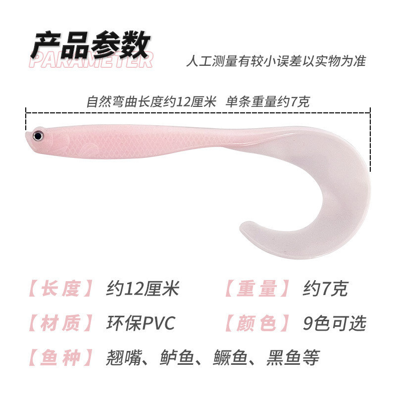 5 ชิ้น/ถุง 12cm7g luminous big curve tail soft lure เหยื่อล่อตกปลา soft lure เหยื่อ 3D ตาเหยื่อล่อนุ่ม - รูปที่ 5