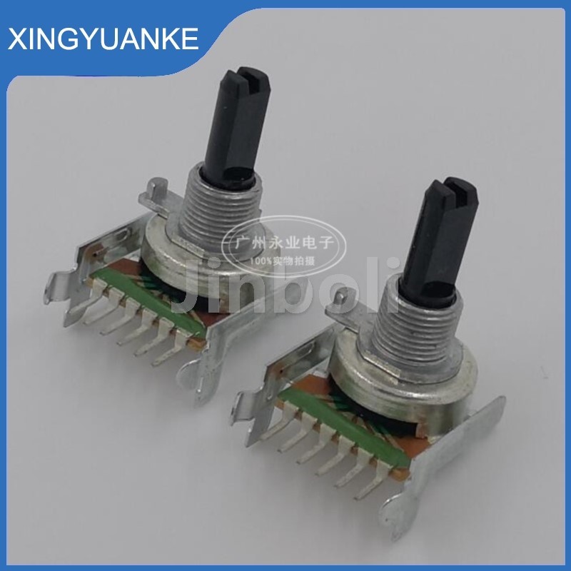 2pcs 161 ประเภท Double แนวนอน Potentiometer 6 Pins B10K B20K B50K B100K เครื่องขยายเสียง Potentiometer ความยาวครึ่งเพลา 20 มม.