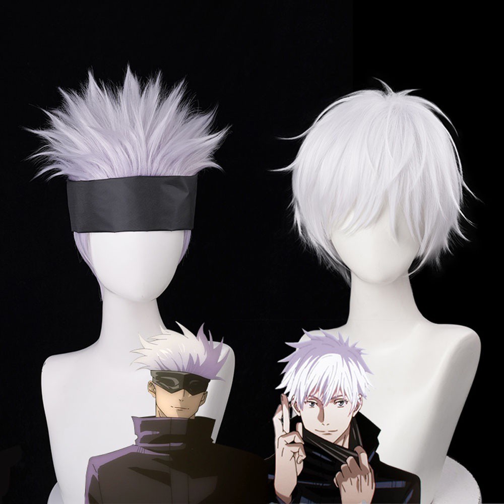 Twinkle1 Fluffy Men Wigs Satoru Gojo Anime Cosplay Cosplay Wig Jujutsu Layered Kaisen Heat Resistan