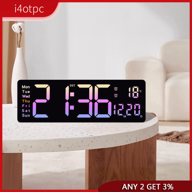 I4otpc 5526 นาฬิกาปลุกติดผนัง จอแสดงผล LED นาฬิกาปลุก พร้อมโหมดเลื่อนปลุก แสดงอุณหภูมิ อิเล็กทรอนิก