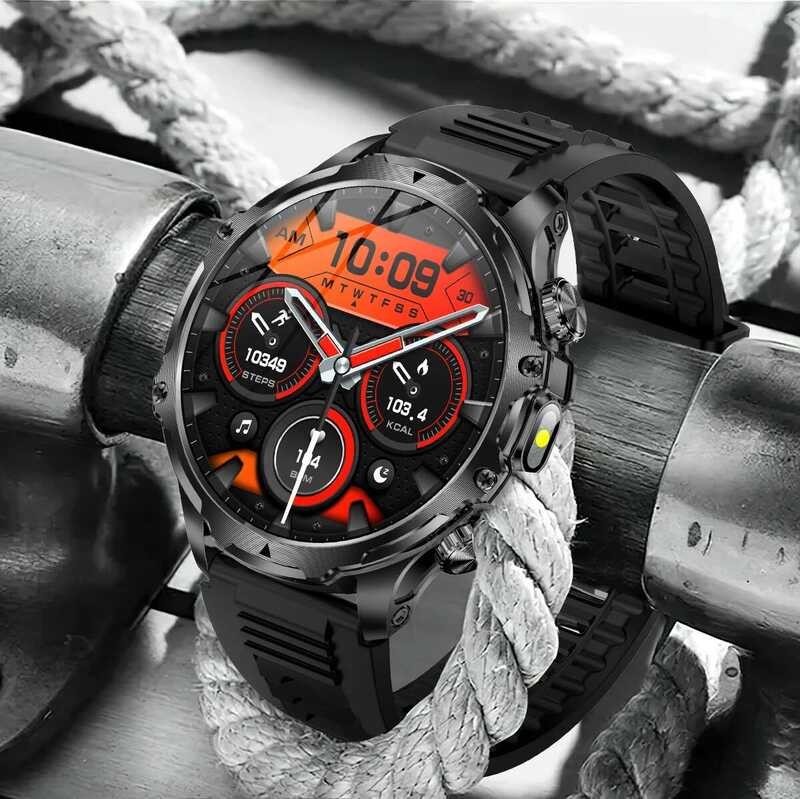 ❥ Ak75 สมาร์ทนาฬิกาไฟฉาย 1.9 นิ้วผู้ชายกลางแจ้งกีฬาฟิตเนส Tracker แบตเตอรี่ขนาดใหญ่ 700 Mah BT
