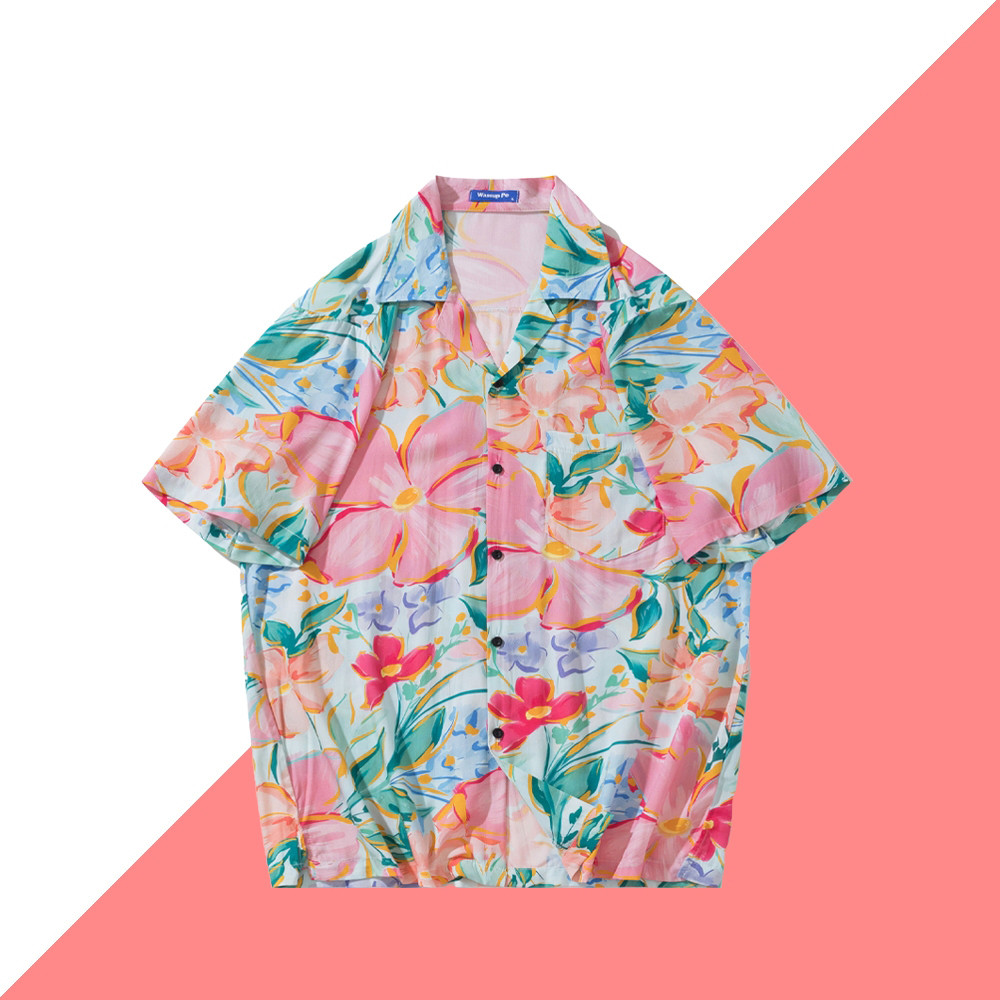 พร้อมส่ง🔥ลายใหม่ 2025 ขายดี 🌴 เสื้อฮาวาย เสื้อเชิ้ต ชาย-หญิง ลายดอก เสื้อสงกรานต์ แขนสั้น สไตล์เกาหลี ติดกระดุมหน้า