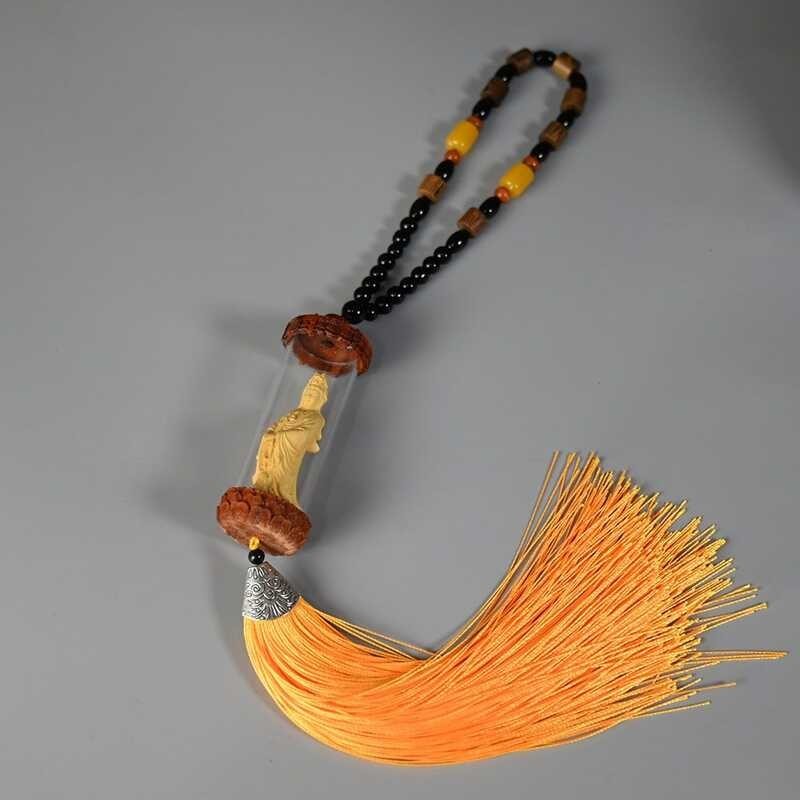 6 Rosewood ขวดสุทธิ Guanyun รถจี้พระพุทธรูปไม้แกะสลักหัตถกร