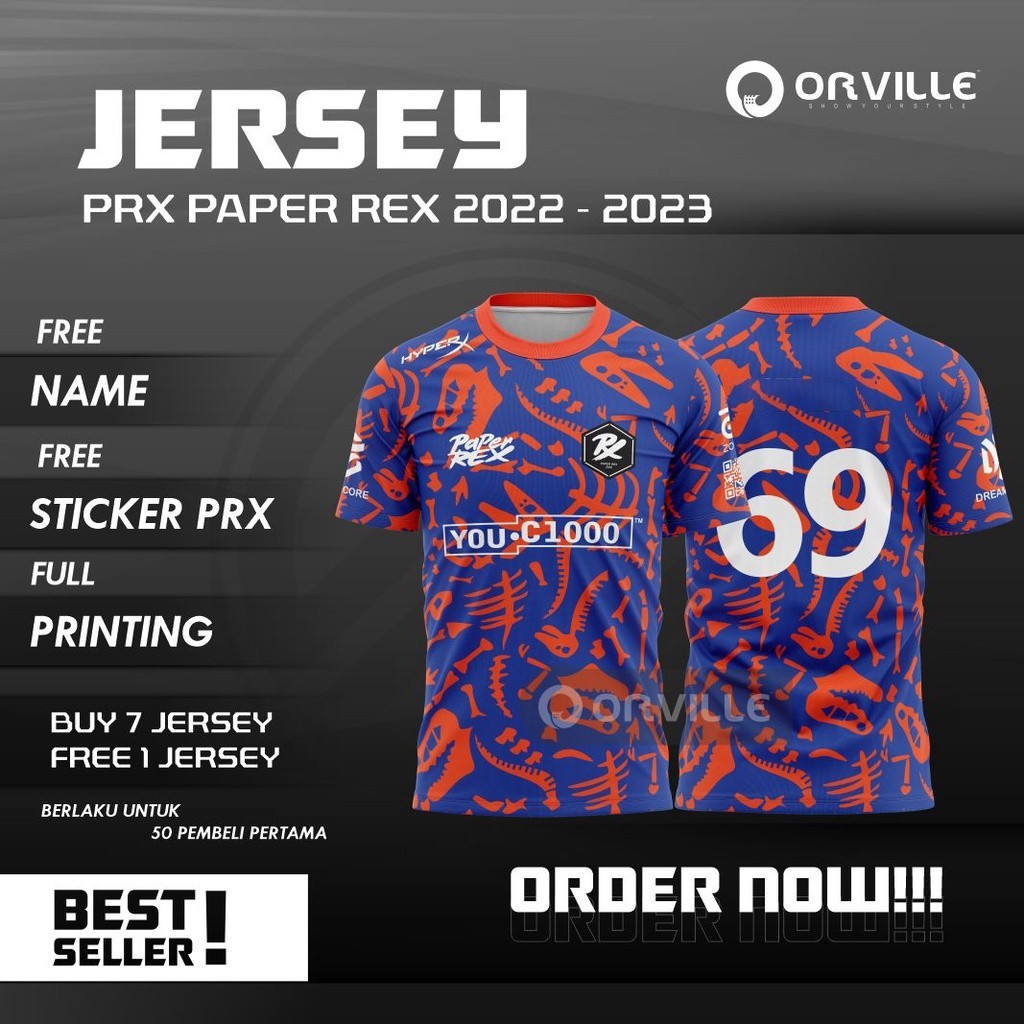 Free Custom ชื่อและหมายเลขJersey PRX PAPER REX ใหม่ 2024 24/25 SG/KR ฟรี NICKNAME, หมายเลข, และสติ๊ก