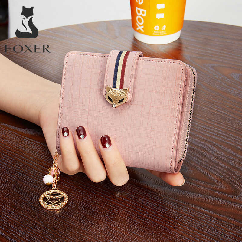 ❤ FOXER Women Leather Small Bifold Mini Wallet Card Holder